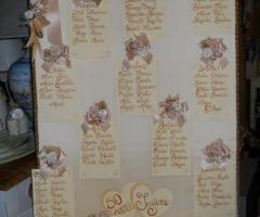 Tableau di matrimonio con fiorellini in tessuto