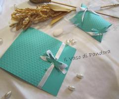 Partecipazione libellula color tiffany,semplice ma nello stesso tempo elegante. - Il Vaso di Pandora
in abbinamento scatola porta confetti
