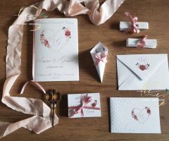 Cinzia Creazioni - Coordinato cuore floreale Rosa antico