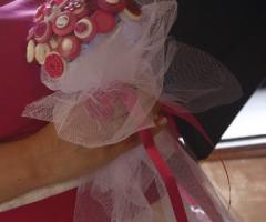 Bouquet di bottoni bianco e fucsia - Le Ombre Colorate