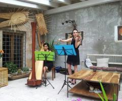 Suonando a un aperitivo in duo con l'arpa