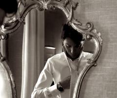 Foto dello sposi durante i preparativi