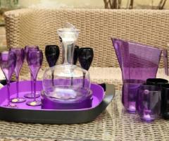 Servizio in vetro color viola