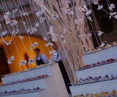 Allestimento del buffet con farfalle