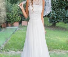 Farina spose - Abito scivolato pizzo gonna plisse