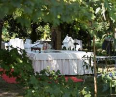 Il buffet degli sposi tra gli alberi a Parco Gambrinus