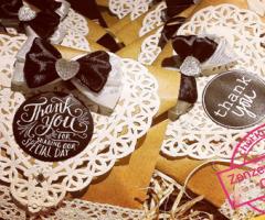 Zenzero&Cannella - Sacchetti in carta kraft con tag, fiocco in raso e decoro brillantini