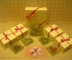 Bomboniere rosa antico e piattini decorati