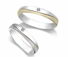 Fedi in oro giallo e bianco satinato - Collezione Fancy