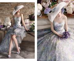 Abito da sposa a fantasia floreale con doppia gonna - Collezione Atmosfere Provenzali