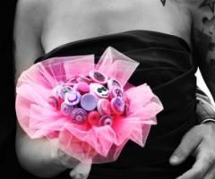 Bouquet di bottoni fucsia e viola - Le Ombre Colorate