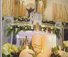 sofisticato addobbo di anthurium con candele - Amaryllis creazioni floreali