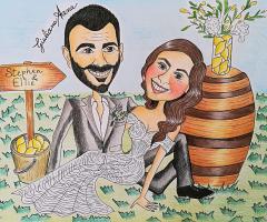 Caricatura personalizzata sposi Ravello