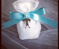 Sacchetto in lino base quadrata con ciondolo in argento - Partecipazioni One