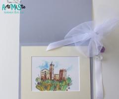 ArtiMiSte - Bomboniera per matrimonio con cartellina grigio perla