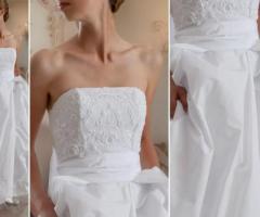 Abito da sposa semplice ed elegante dal corpetto ricamato