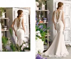 Abito da sposa scivolato con schiena scoperta e impreziosita da Swarovski - Collezione Atmosfere Provenzali