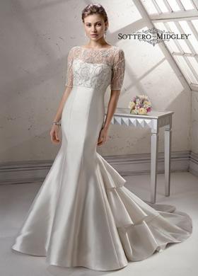 Abito da sposa a sirena con coprispalle ricamato - Mod. Vivien