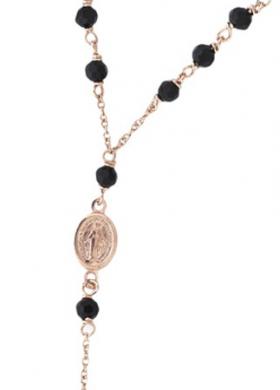 Collana Rosario In argento rosa e onice