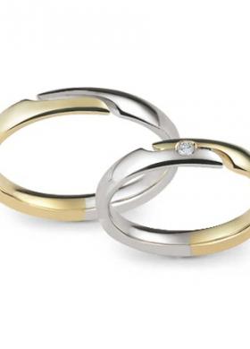 Fede nuziale modello fe301 in oro bianco e giallo - Orsini Gioielli
