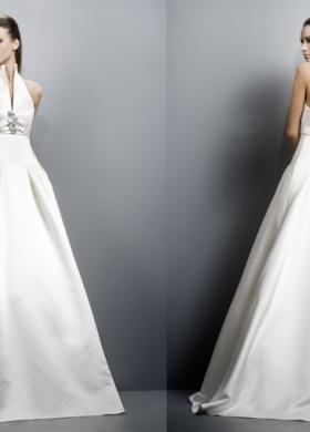 Vestito per la sposa con scollo all'americana e tasche