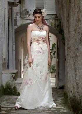 Daniela Gristina - Abito con tessuto di fiori color pastello
