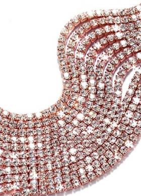 Bracciale in lega rosè a 11 file di cristalli
