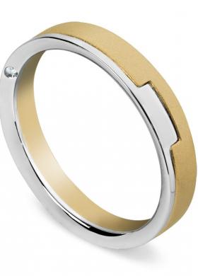 Fede bicolore con diamante sul lato