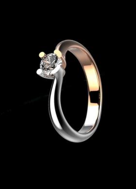 Anello solitario in oro bianco e rosso - 18 Carati Genova