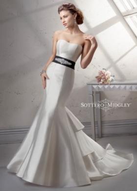 Abito da sposa moderno con cinta di colore in contrasto - Mod. Vivien Sottero & Midgley