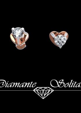 Orecchini a cuore con diamantiin oro bianco e rosso18 caratigenova