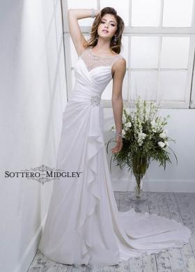 Abito da sposa moderno con cinta di colore in contrasto - Mod. Kyama Sottero & Midgley