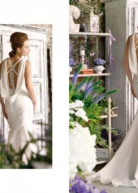 Abito da sposa scivolato con schiena scoperta e impreziosita da Swarovski - Collezione Atmosfere Provenzali