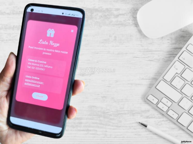 Partecipazione di nozze digitale : dettaglio della lista nozze