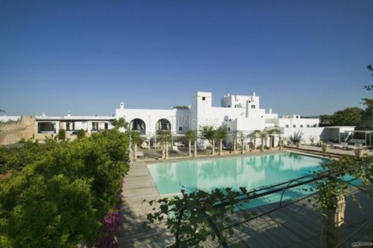 Masseria Torre Maizza - Vista dalla terrazza della location di nozze sulla piscina