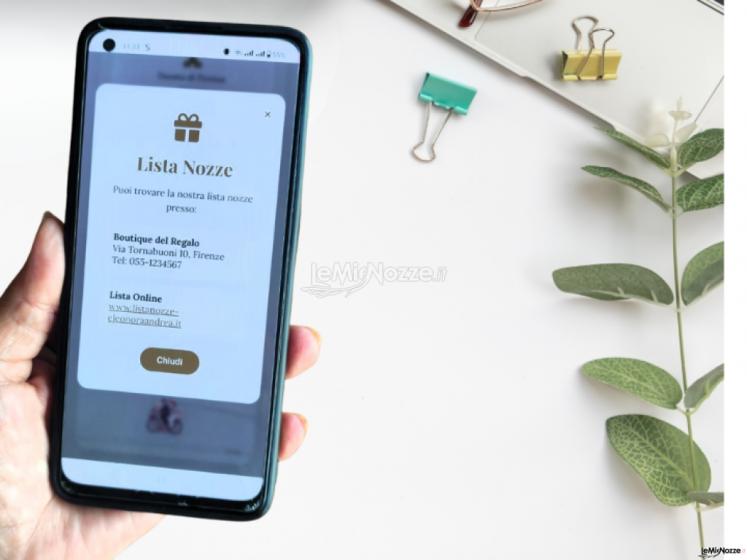 Partecipazione di nozze digitale : dettaglio della lista nozze