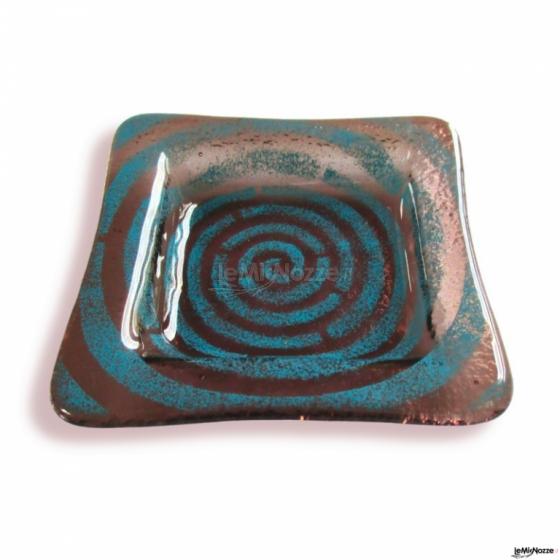 Magma Vetri Artistici - Bomboniera quadrata bronzo e turchese