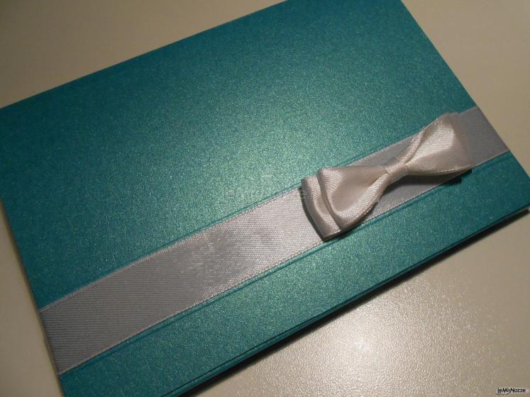 Partecipazione matrimonio modello pochette verde tiffany