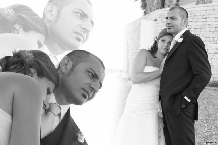 Foto in bianco e nero degli sposi