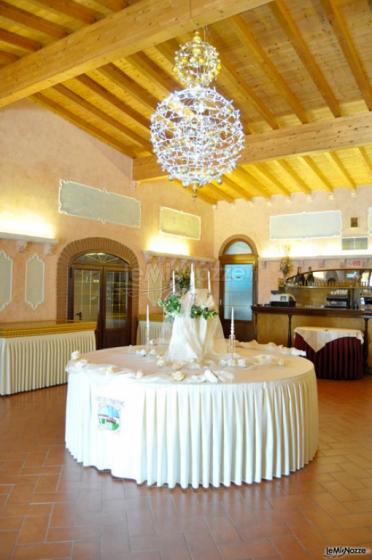 La sala dell'Accoglienza, dove vengono ricevuti i commensali e dove vengono infine distribuite le bomboniere