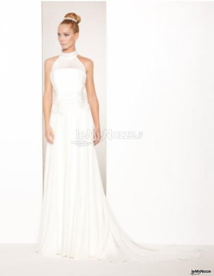 Abito da sposa con collo alto e scollo all'americana- Modello Anemone