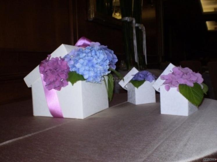 Bomboniere con ortensie per il matrimonio