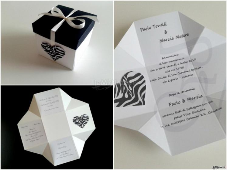 Partecipazione a scatolina black and white