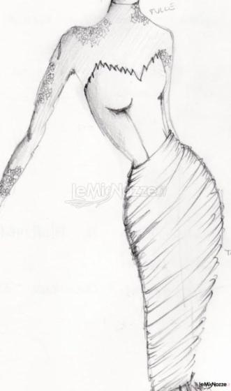 Bozzetto di un abito da sposa realizzato da Studio Stilistico La Ninfa