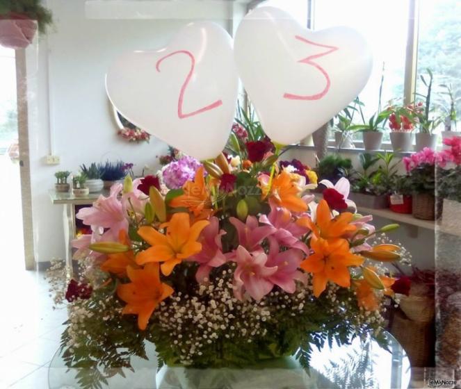 Indino Fiori - Ciotola con lilium rose e gisofila