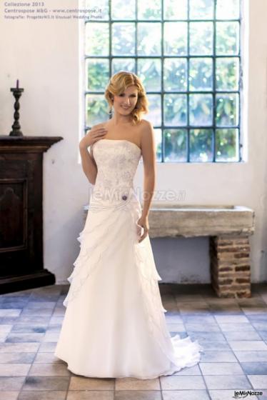 Organza di seta e pizzo chantilly ricamato in glicine - Centrospose M&G